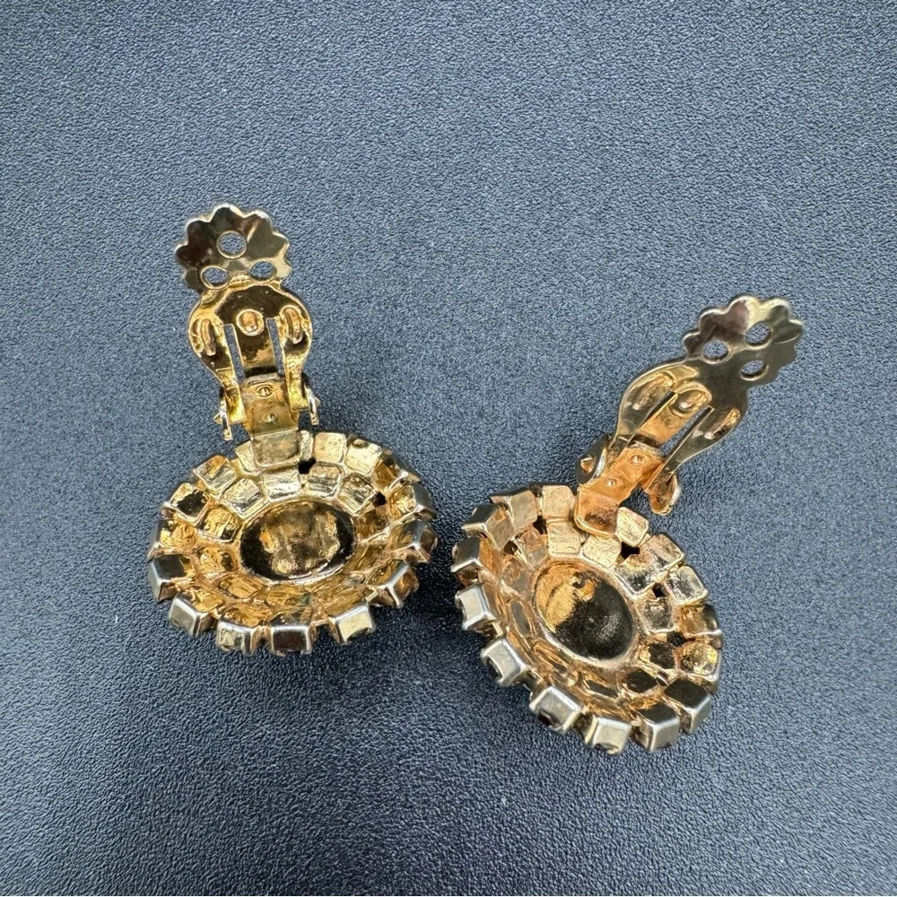 Vintage 1920s Art Nouveau Style Austrian Crystal Gold Tone Floral Necklace Set - Picture 8 of 17